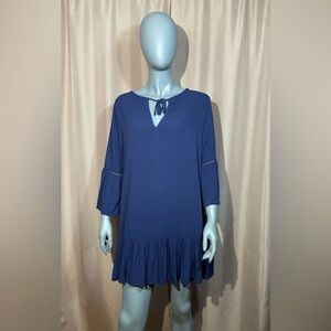 NWT Draper James Small Elegant  Long Sleeve Blue Swim Coverup Dress